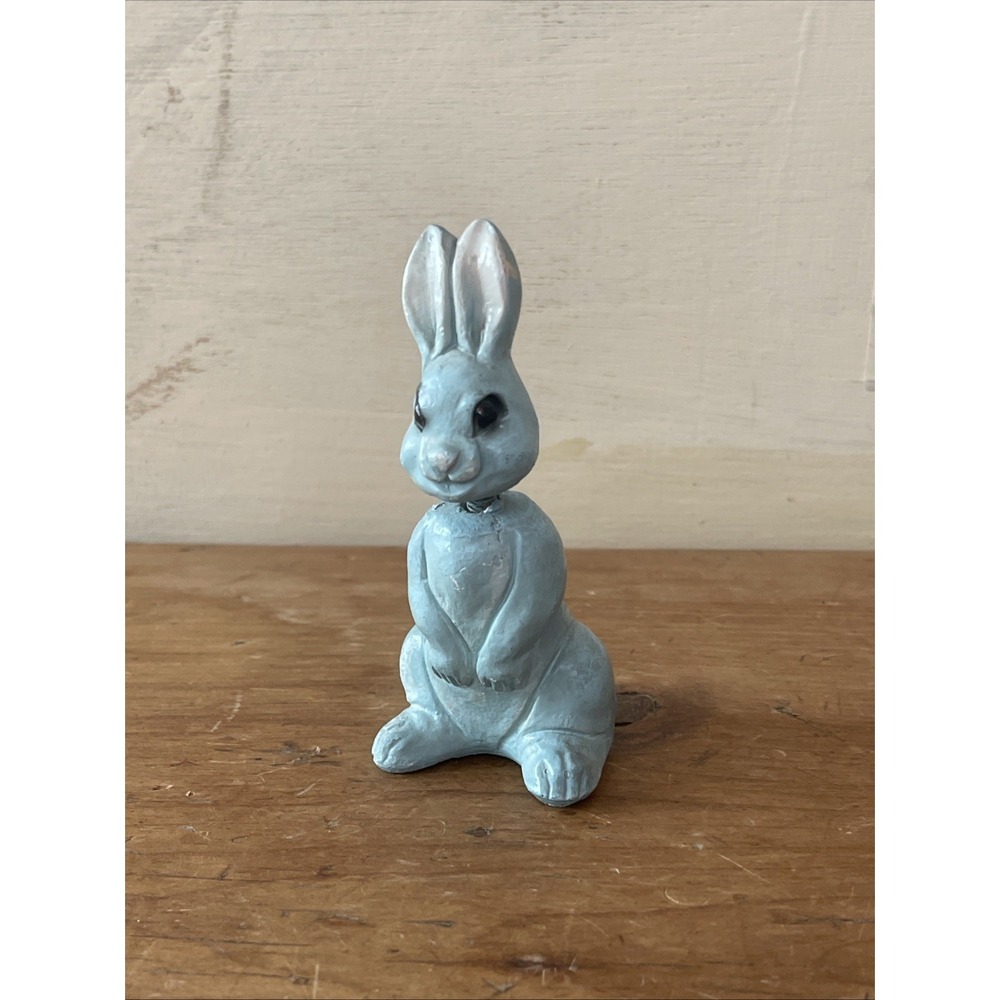 Vintage‎ Blue Easter Bunny Rabbit Nodder Bobblehead Plaster Chalkware
